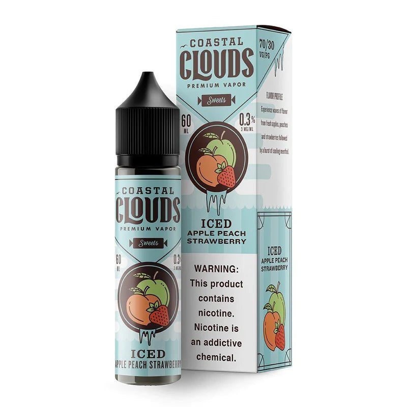 Iced Apple Peach Strawberry by Coastal Clouds Series 60mL with packaging