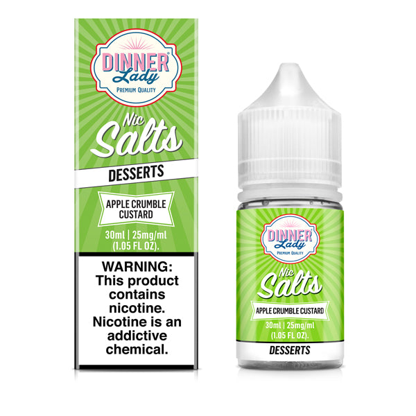 Dinner Lady Apple Crumble Custard TFN 30mL Salt Nicotine Vape Juice with packaging