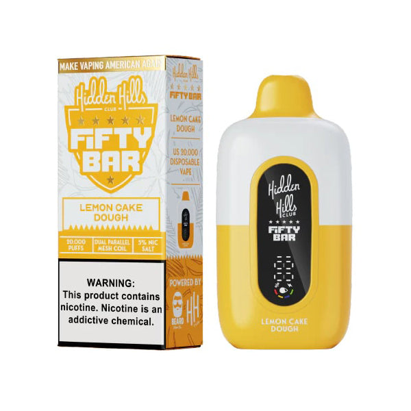 Fifty Bar 20K Hidden Hills Edt Disposable lemon cake dough with packaging