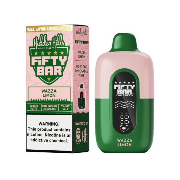 Fifty Bar 20K Hidden Hills Edt Disposable wazza limon with packaging