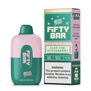 Fifty Bar 6500 Puffs 16mL 50mg Disposable aloe kiwi strawberry with packaging
