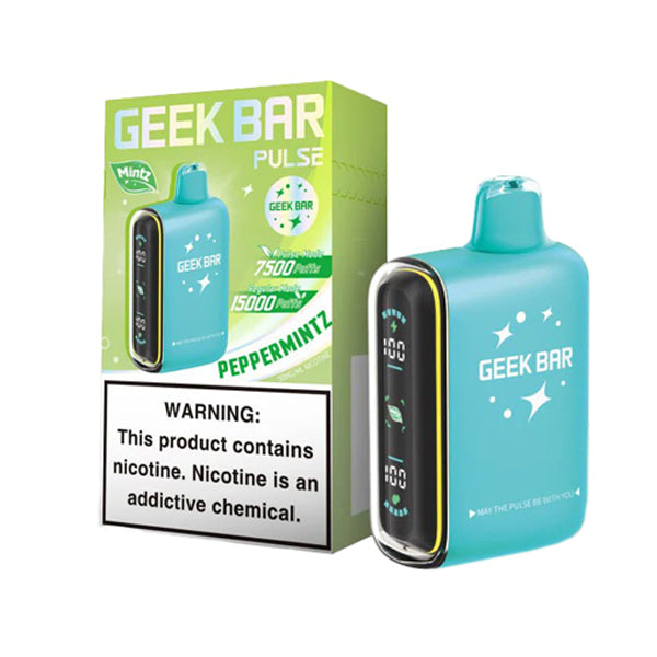 Geek Bar Pulse Disposable 15000 Puff 16mL 50mg pepper mintz with packaging
