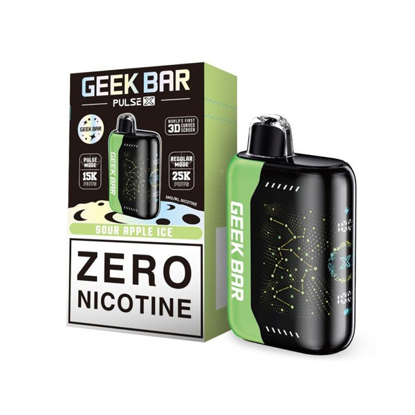 Geek Bar Pulse X ZERO Disposable sour apple ice with packaging