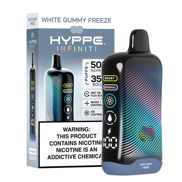 Hyppe Infiniti Disposable white gummy freeze with packaging