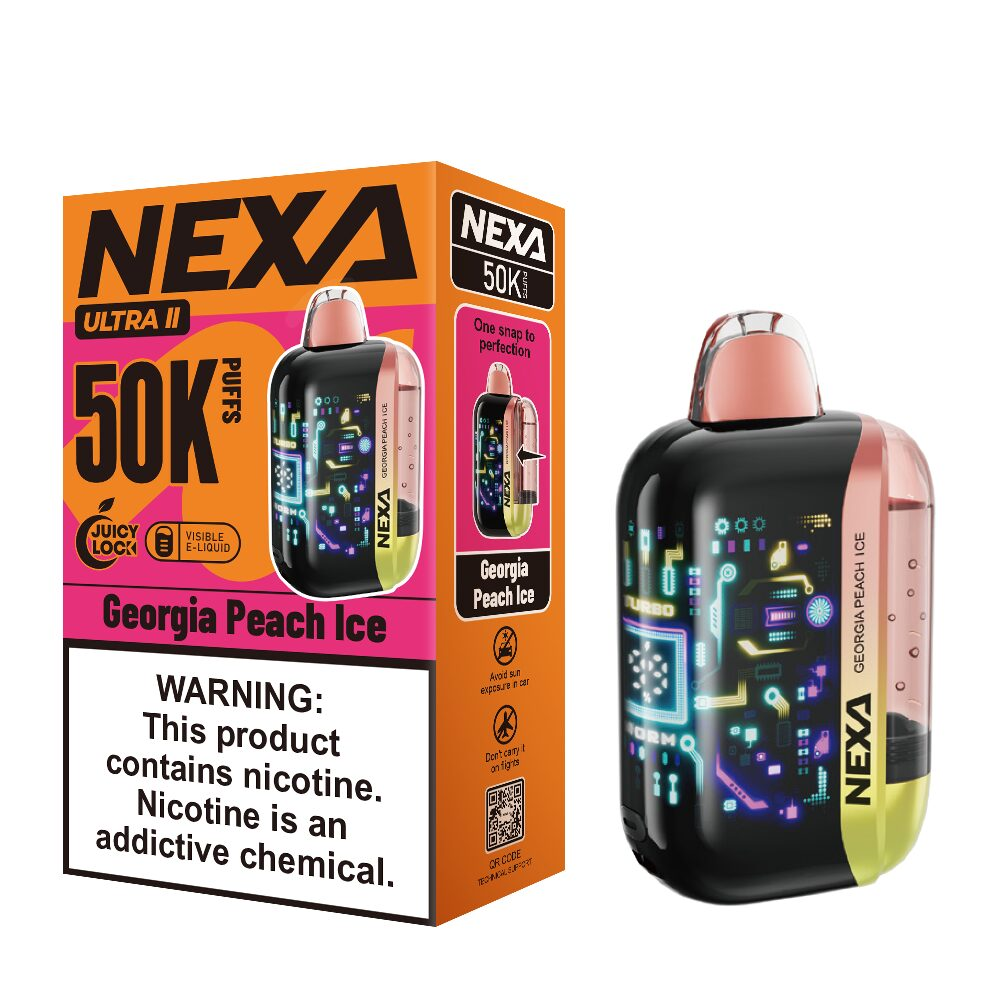NEXA Ultra 2 Disposable Georgia Peach Ice with packaging