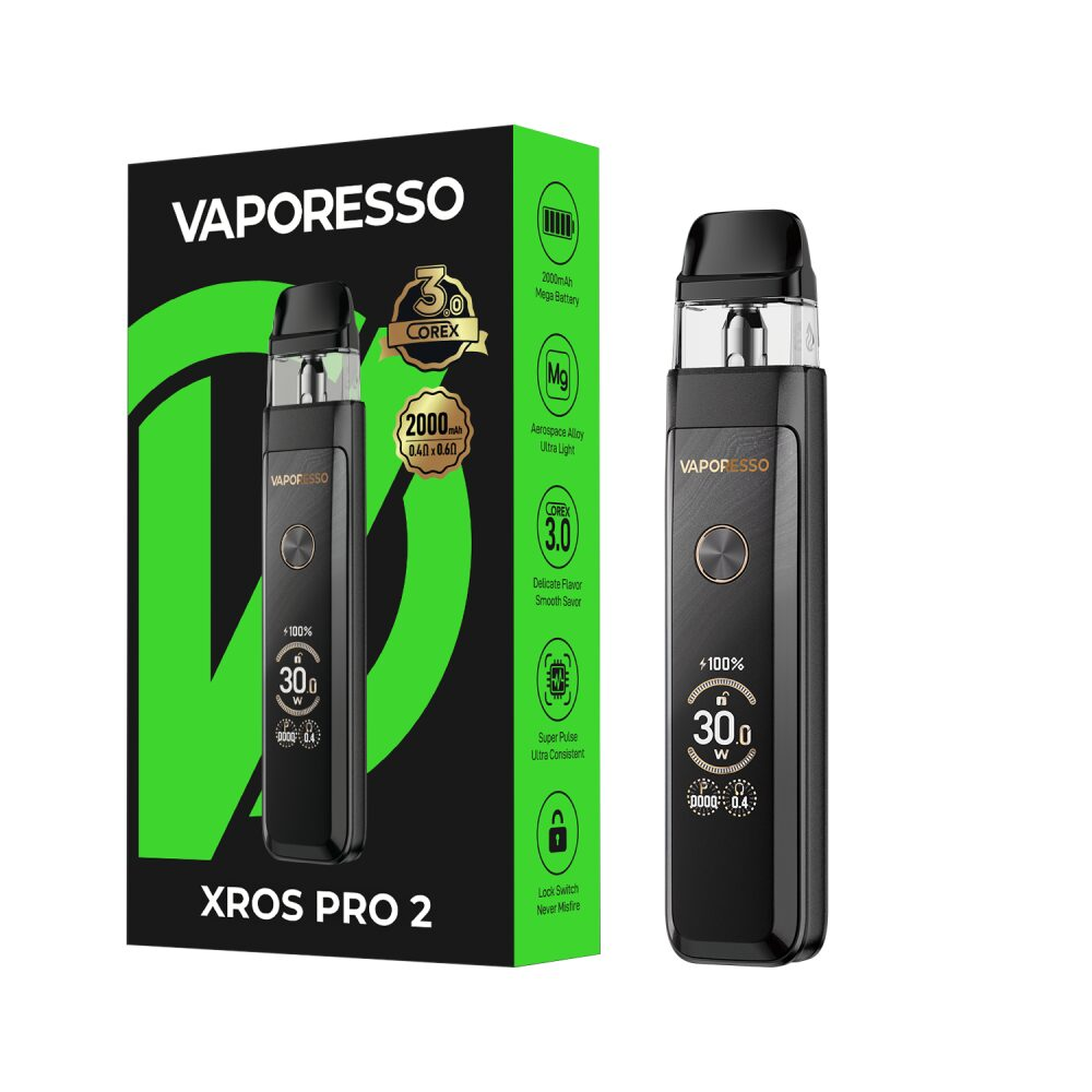 Vaporesso XROS Pro 2 Pod System Glittering Black with packaging