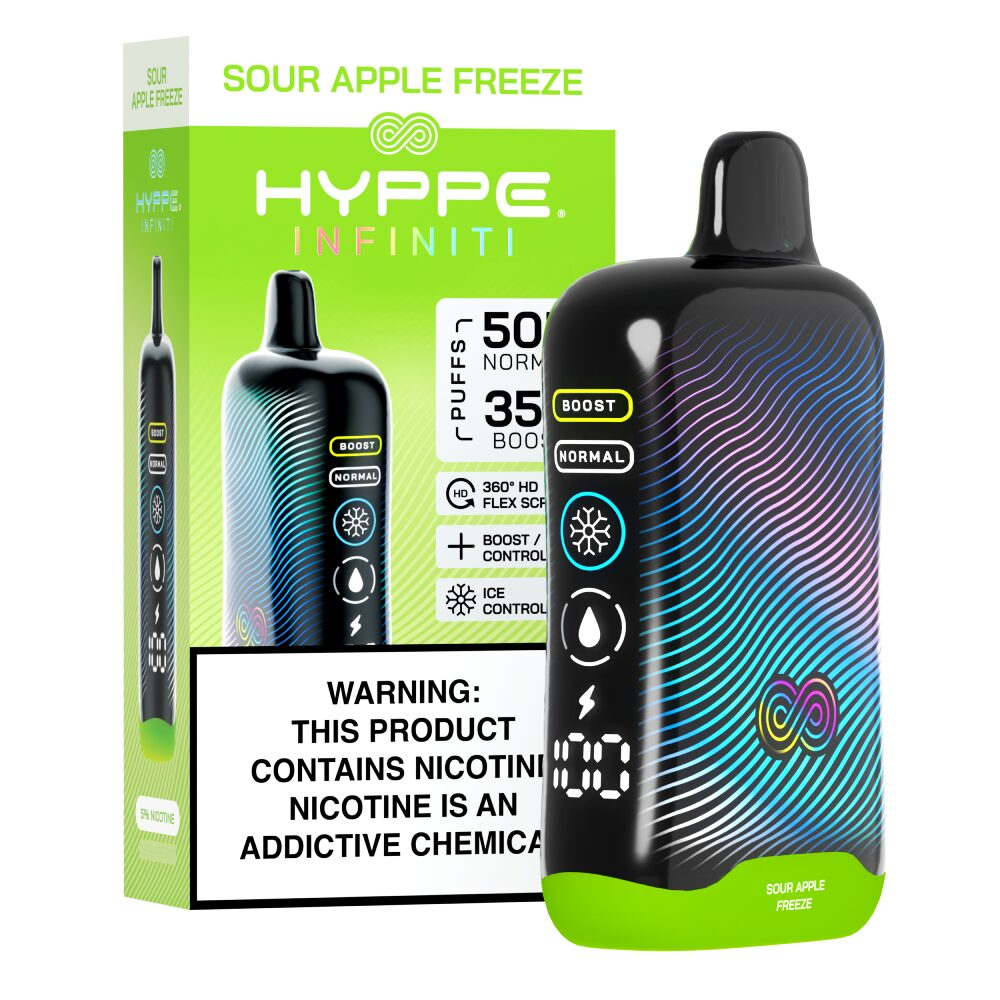 Hyppe Infiniti Disposable Sour Apple Freeze with packaging