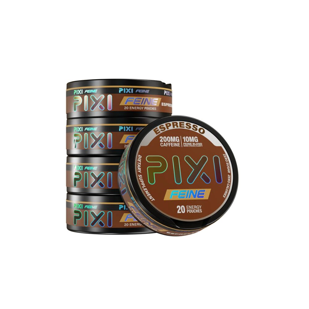 PIXI Feine (DSPLY 5pc)(Energy Pouch)(20ct Can) 200mg Caffeine | 10mg Feine Blend Espresso