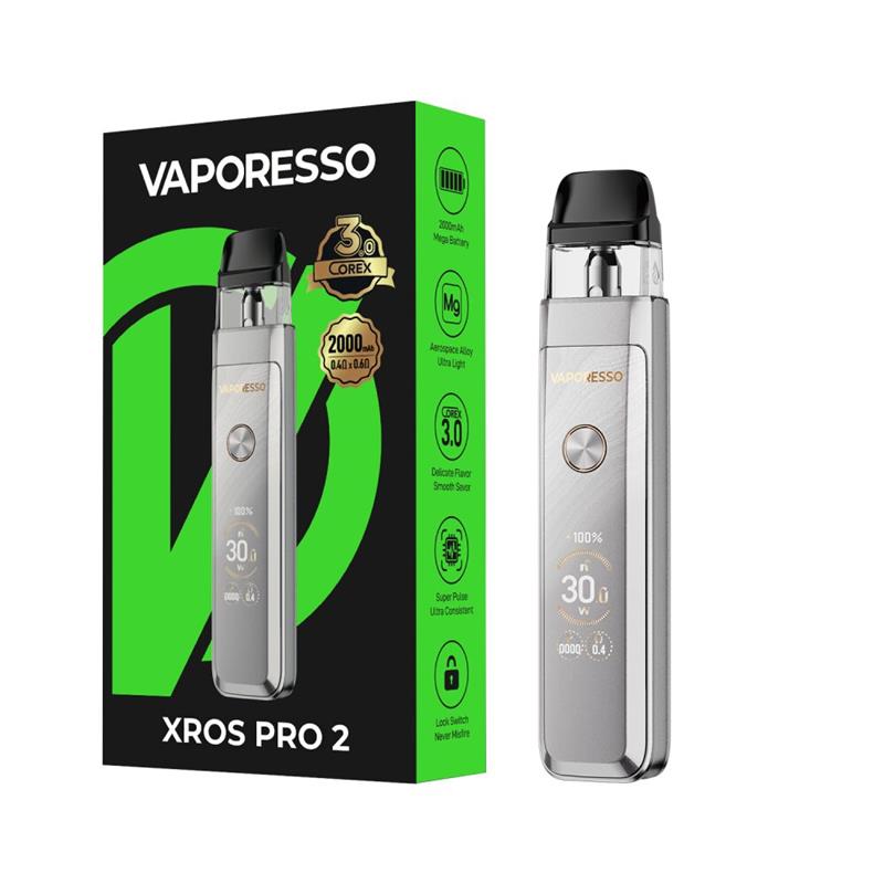 Vaporesso XROS Pro 2 Pod System Glittering Silver with packaging