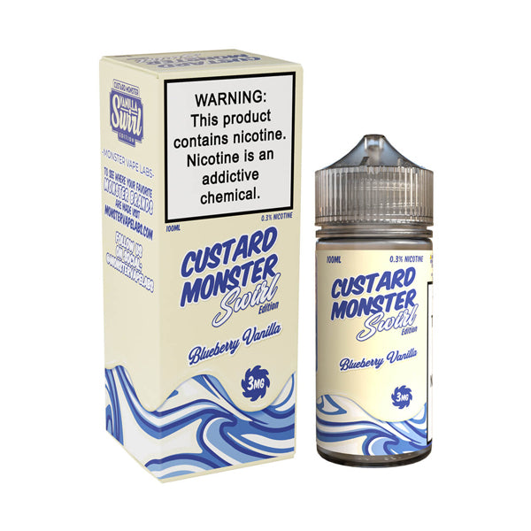 Monster Vape Labs Blueberry Vanilla Custard Swirl Series 100mL Freebase Vape Juice with packaging