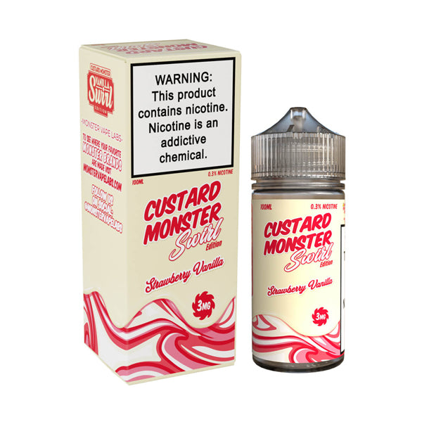 Monster Vape Labs Strawberry Vanilla Custard Swirl Series 100mL Freebase Vape Juice with packaging