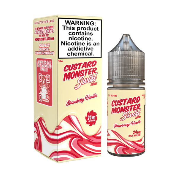 Monster Vape Labs Strawberry Vanilla Custard Swirl Series 30mL Salt Nicotine Vape Juice with packaging