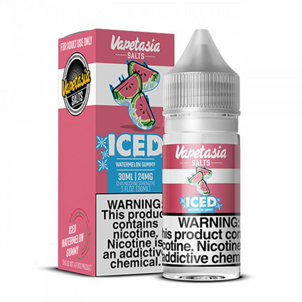 Iced Killer Sweets Watermelon Gummy by Vapetasia Synthetic Salts 30ml 24mg bottle with packaging