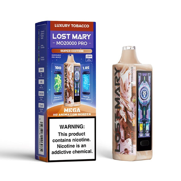 Lost Mary MO20000 Pro E-Cig Disposable 20000 Puffs 18mL 50mg luxury tobacco with packaging