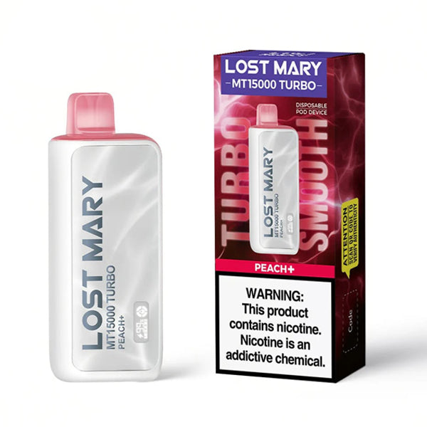 Lost Mary MT15000 Turbo E-Cig Disposable 15000 Puff 16mL 50mg peach plus with packaging