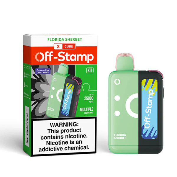 Off Stamp X Cube Disposable (Disposable + Power Dock) florida sherbet with packaging