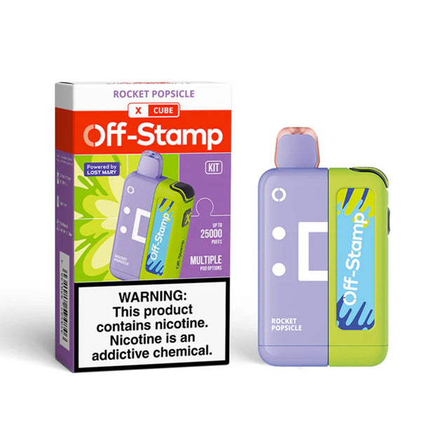 Off Stamp X Cube Disposable (Disposable + Power Dock) rocket popsicle with packaging