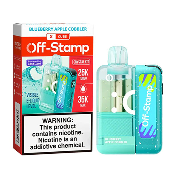 Off Stamp X Cube Crystal Disposable (Disposable + Power Dock) blueberry apple cobbler with packaging