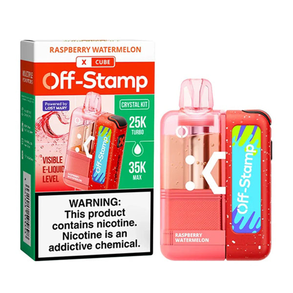 Off Stamp X Cube Crystal Disposable (Disposable + Power Dock) raspberry watermelon with packaging