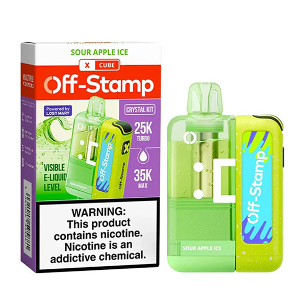 Off Stamp X Cube Crystal Disposable (Disposable + Power Dock) sour apple ice with packaging