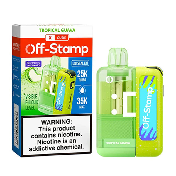 Off Stamp X Cube Crystal Disposable (Disposable + Power Dock) tropical guava with packaging