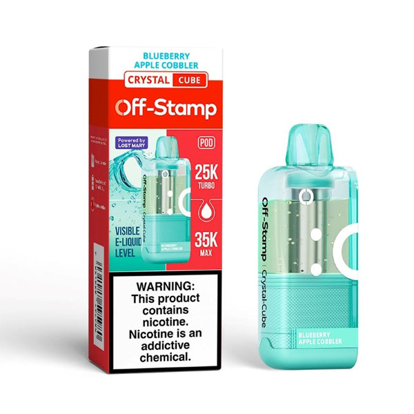 Off Stamp X Cube Crystal Disposable Pod (Crystal Dispo POD) blueberry apple cobbler with packaging