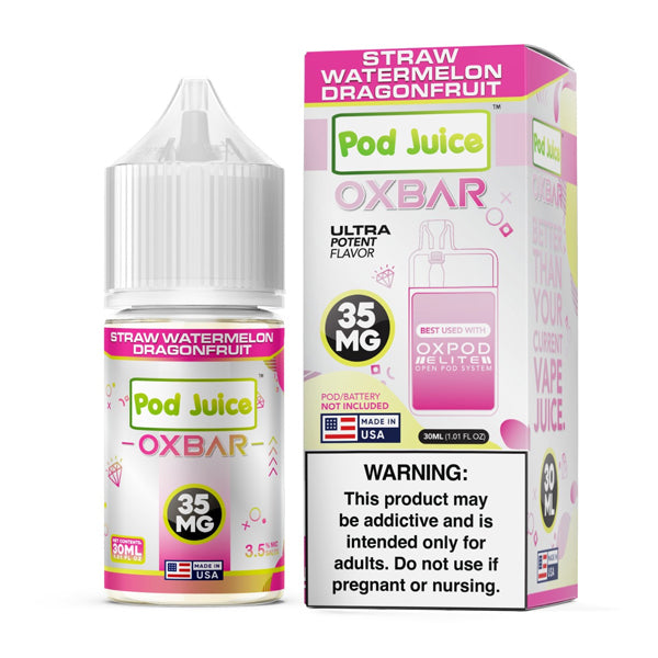 Straw Watermelon Dragonfruit Oxbar Pod Juice Edition Salts 30mL with packaging