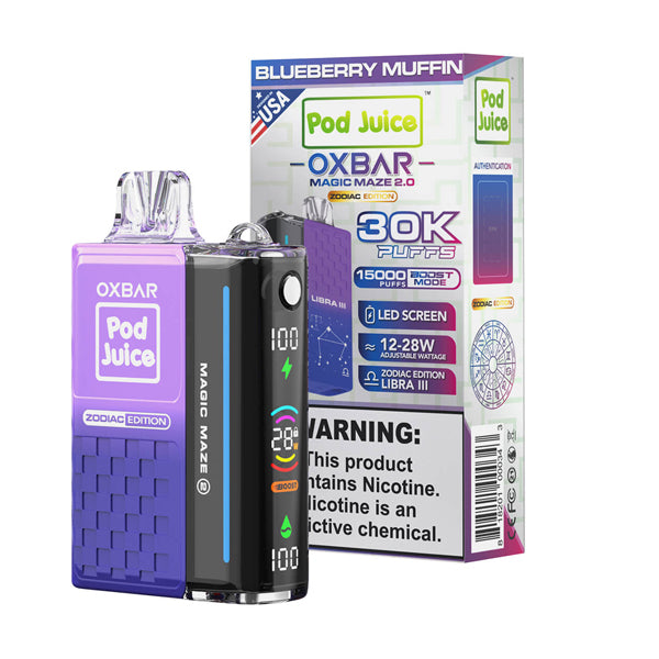 Oxbar Magic Maze 2.0 Pod Juice E-Cig Disposable 30000 Puffs 13mL 50mg Blueberry Muffin with packaging