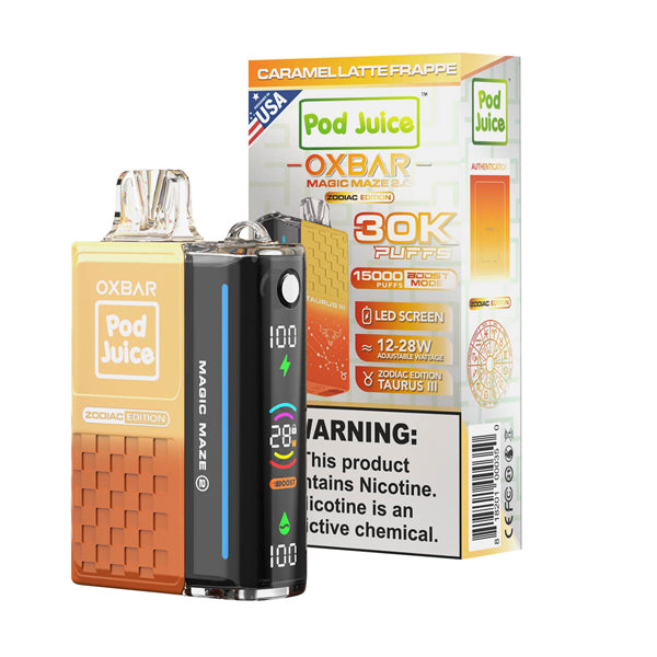 Oxbar Magic Maze 2.0 Pod Juice Edition Disposable 30000 Puffs 13mL 50mg caramel latte frappe with packaging