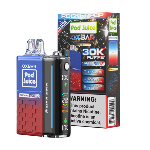 Oxbar Magic Maze 2.0 Pod Juice E-Cig Disposable 30000 Puffs 13mL 50mg Rocket Pop with packaging