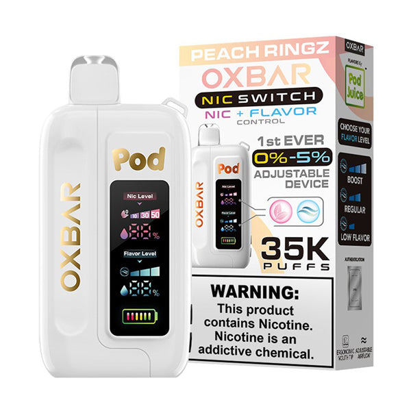 Oxbar Nic-Switch Pod Juice Edition Disposable peach ringz with packaging