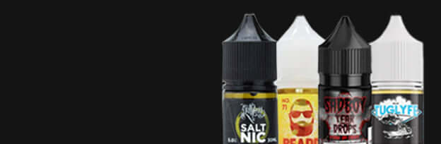 4 Different salt nicotine ejuice bottles on display