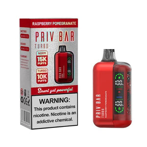 Priv Bar Turbo (16mL) 50mg Disposable raspberry pomegranate with packaging