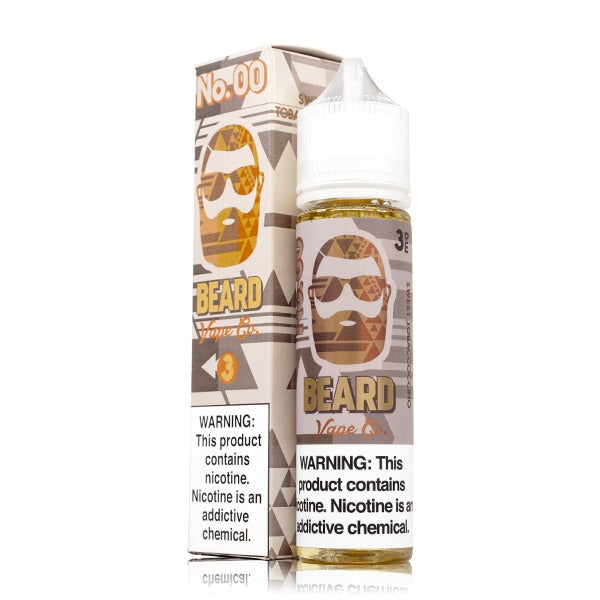 No. 00 Cappuccino Tobacco by Beard Vape Co 60ml 3mg bottle with packaging