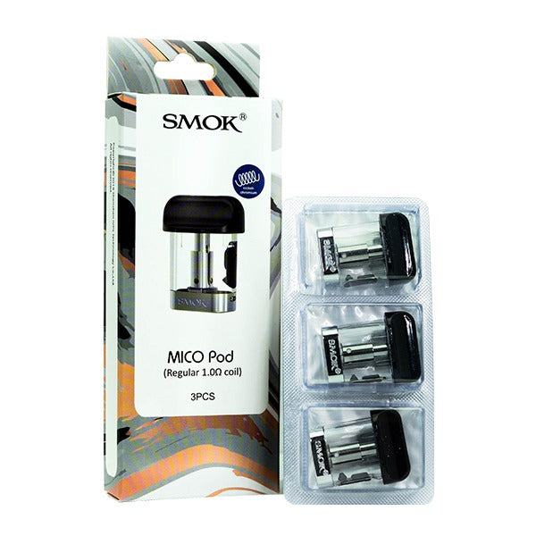 SMOK MICO Replacement Pod Cartridges (Pack of 3) 1.0 ohm with packaging