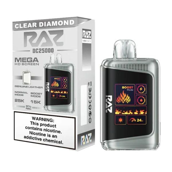 RAZ DC25000 Disposable 25000 Puffs 16mL 50mg clear diamond with packaging