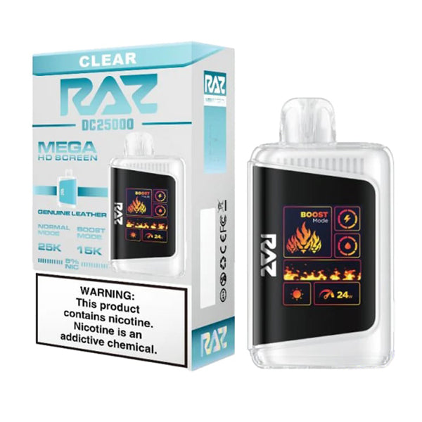 RAZ DC25000 Disposable 25000 Puffs 16mL 50mg clear with packaging