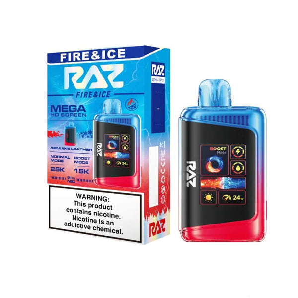 RAZ DC25000 Disposable 25000 Puffs 16mL 50mg fire ice with packaging