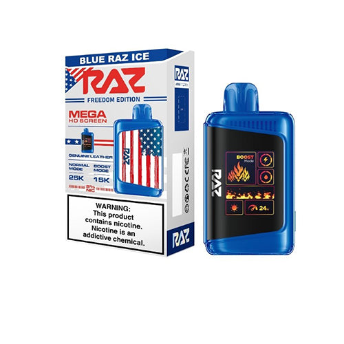 RAZ DC25000 Disposable freedom edition blue razz ice with packaging