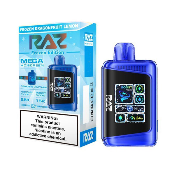 RAZ DC25000 Disposable 25000 Puffs 16mL 50mg frozen dragonfruit lemon with packaging