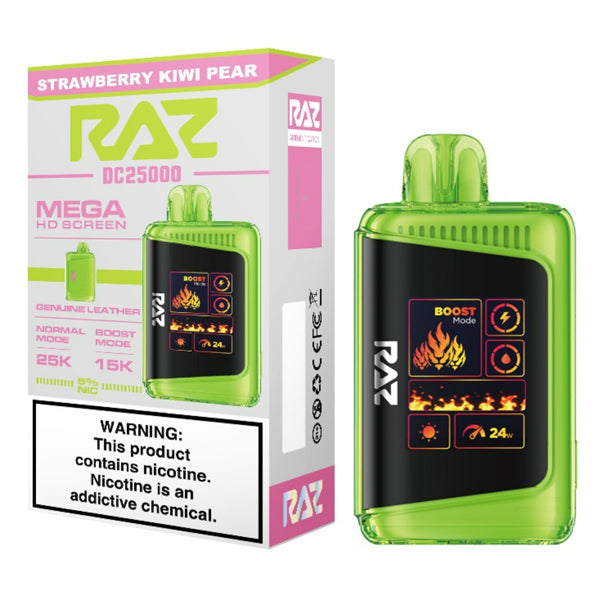 RAZ DC25000 Disposable 25000 Puffs 16mL 50mg strawberry kiwi pear with packaging