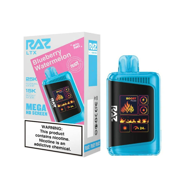 RAZ LTX 25K E-Cig Disposable 25000 Puffs 16mL 50mg blueberry watermelon with packaging