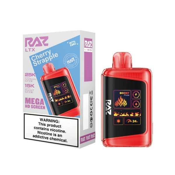 RAZ LTX 25K E-Cig Disposable 25000 Puffs 16mL 50mg cherry strapple with packaging