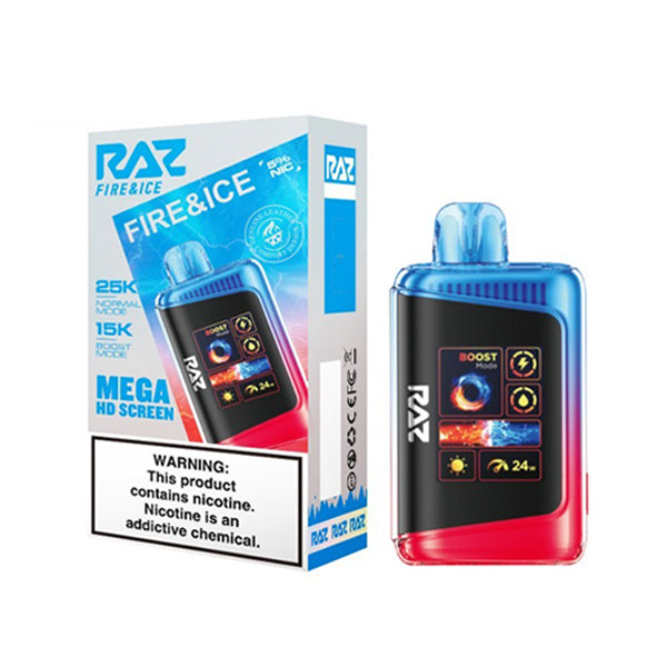 RAZ LTX 25K E-Cig Disposable 25000 Puffs 16mL 50mg fire and ice with packaging