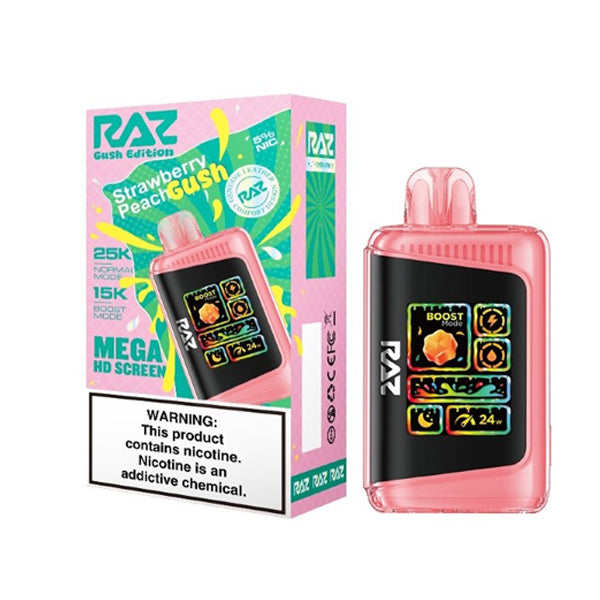 RAZ LTX 25K Disposable strawberry peach gush with packaging