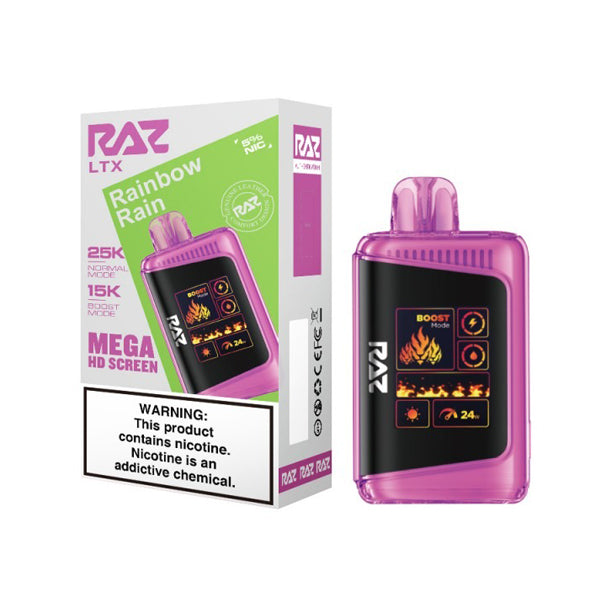 RAZ LTX 25K E-Cig Disposable 25000 Puffs 16mL 50mg rainbow rain with packaging