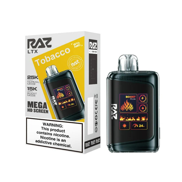 RAZ LTX 25K E-Cig Disposable 25000 Puffs 16mL 50mg tobacco with packaging