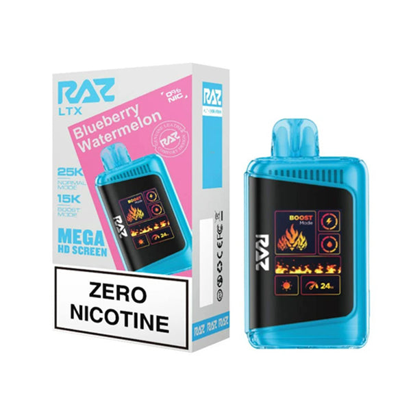 RAZ LTX 25K E-Cig Disposable 25000 Puffs 16mL 0mg blueberry watermelon with packaging