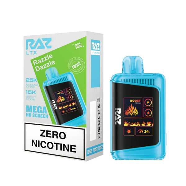 RAZ LTX 25K E-Cig Disposable 25000 Puffs 16mL 0mg razzle dazzle with packaging