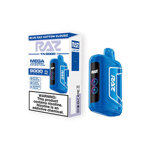 RAZ TN9000 Disposable blue raz cotton cloudz with packaging